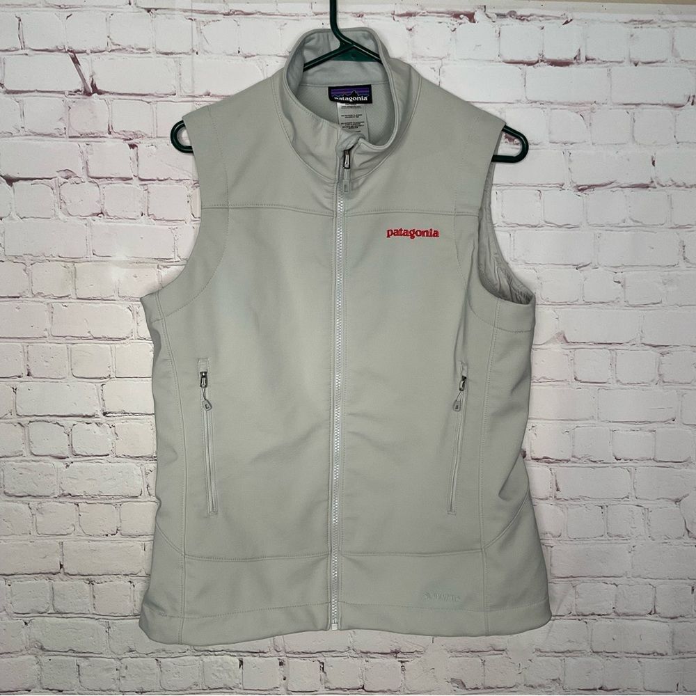 Patagonia Sleeveless Polartec Vest Gray/Ivory White Off Worn Once‎ Size L